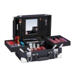 Mallette  maquillage, pour cosmtiques, vernis  ongle, miroir, hxlxp : 12, 5 x 31 x 23 cm, vide, noir ...