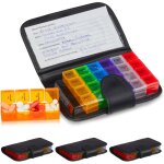 Pilulier, lot de 4, tui botier 7 jours 4 compartiments allemand bote mdicaments semainier, noir