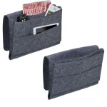Poche de lit, lot de 2, fermeture auto - agrippante, pochette chevet, rangement canap�, en feutre, gris ...