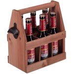 Relaxdays porte - bouteille en bois, avec dcapsuleur, 6 bouteilles, caisson, cadeau pour la fte des ...