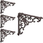 Querre �tag�re murale, lot de 4, ancien, support en fonte de fer, ornements baroques, brun - relaxdays ...