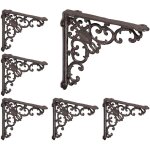Querre �tag�re murale, lot de 6, ancien, support en fonte de fer, ornements baroques, brun - relaxdays ...