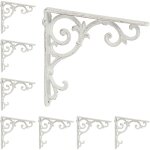 Relaxdays - querre �tag�re murale, lot de 8, ancien, support en fonte de fer, ornements baroques, blanc ...