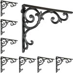 Relaxdays - querre �tag�re murale, lot de 8, ancien, support en fonte de fer, ornements baroques, noir ...