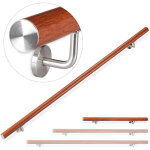 Relaxdays - rampe d'escalier, 100 cm, main courante escalier, aluminium, aspect ch�ne int�rieur ext�rieur, ...