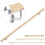 Relaxdays - rampe d'escalier, 100 cm, main courante escalier, aluminium, aspect h�tre int�rieur ext�rieur, ...