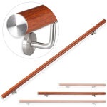 Relaxdays - rampe d'escalier, 150 cm, main courante escalier, aluminium, aspect ch�ne int�rieur ext�rieur, ...