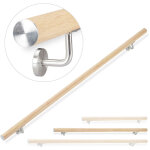 Relaxdays - rampe d'escalier, 150 cm, main courante escalier, aluminium, aspect h�tre int�rieur ext�rieur, ...