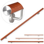 Relaxdays - rampe d'escalier, 200 cm, main courante escalier, aluminium, aspect ch�ne int�rieur ext�rieur, ...