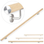 Relaxdays - rampe d'escalier, 200 cm, main courante escalier, aluminium, aspect h�tre int�rieur ext�rieur, ...