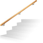Relaxdays - rampe d'escalier bois, main courante escalier bois 1500 mm / 150 cm / 1, 5 m mural, 42 cm ...