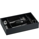 Range - couverts, 4 compartiments, avec poigne, organiseur de tiroir, h x l x p : 7 x 37 x 23 cm, noir ...