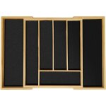 Range - couverts, extensible, 5 à 7 compartiments, organiseur pour le tiroir, bambou et mdf, noir et ... Range - couverts, extensible, 5 à 7 compartiments, organiseur pour le tiroir, bambou et mdf, noir et ...