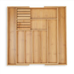 Range - couverts extensible, bambou, entre 7 & 9 compartiments, 2 blocs  couteaux, 5, 5x45x44, 5 cm, ...