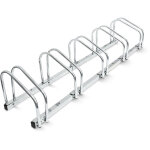 Relaxdays - r�telier familial 5 v�los en acier fixation sol mur rangement bicyclettes vtt, argent�