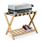 Relaxdays - support  valises, pliant, bambou, hxlxp: 56x68, 5x41, 5 cm, porte - bagage avec tagre, ...