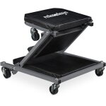 Tabouret d'atelier 2 en 1, chariot de mcanicien, pliable, roues pivotantes  360, garage, acier, noir ...