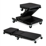Tabouret d'atelier 2 en 1, chariot de mcanicien, roues pivotantes  360, sige garage, 150 kg, acier, ...
