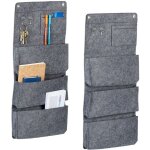 Tag�re de rangement murale, lot 2, 4 compartiments, en feutre, deux crochets, h x l : 65 x 30 cm, grise ...