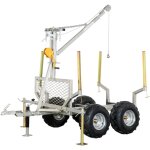 Torros - remorque forestire double essieux 4 roues 1400kg 1800 - 2650x1300x1000mm avec grue de levage ...