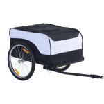Remorque � v�lo cargo en acier avec couvercle amovible et attelage 140 x 77 x 65 cm blanc et noir