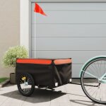 Remorque pour vlo remorque de transport noir et orange 45 kg fer 33706