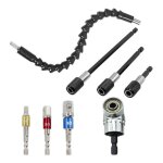 Renvoi d'angle visseuse, 3 pcs embouts de tournevis magntiques  tige hexagonale + 1 foret  angle droit ...
