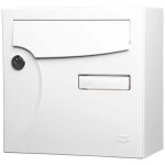Renz - bo�te aux lettres normalis�e 1 porte ext�rieur acier blanc brillant