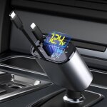 Retractable chargeur voiture, chargeur de voiture 4 en 1 � charge ultra rapide max 66w, c�ble r�tractable ...