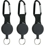 R�tractable porte - cl�s, 3pcs mousqueton avec enrouleur r�tractable avec c�ble acier 64cm, cl�s r�tractable ...