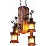 Rtro luminaire suspension industrielle loft bar suspension crative personnalit salon en bois et 4 ...
