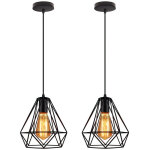 Retro lustre suspension industrielle e27 plafonnier lampe abat - jour forme diamant luminaire pour salon ...