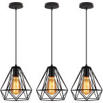 Retro lustre suspension industrielle e27 plafonnier lampe abat - jour forme diamant luminaire pour salon ...