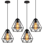 Retro lustre suspension industrielle e27 plafonnier lampe abat - jour forme diamant luminaire pour salon ...
