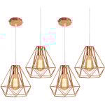 Retro lustre suspension industrielle e27 plafonnier lampe abat - jour forme diamant luminaire pour salon ...