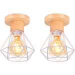 Axhup - r�tro plafonnier vintage industrielle cage forme diamant lustre suspension pour salon entr�e ...