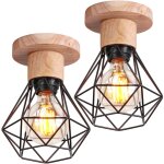 Axhup - rtro plafonnier vintage industrielle cage forme diamant lustre suspension pour salon entre ...