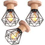 Axhup - rtro plafonnier vintage industrielle cage forme diamant lustre suspension pour salon entre ...