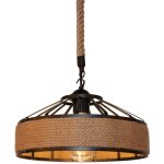 Retro suspension luminaire industriel 30cm noir , la lumi�re au plafond en fer corde de chanvre vintage ...