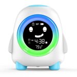 R�veil �lectronique pingouin avec �cran lcd et veilleuse, id�al pour les chambres d'enfants