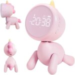 R�veil pour enfants en licorne, rechargeable avec forme variable, r�veil matin num�rique miroir, jolie ...