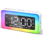 R�veil, horloge miroir avec double alarme, snooze, affichage led, chargeur usb, petit r�veil � intensit� ...