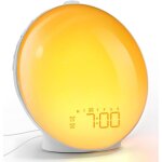 R�veil lumineux � led pleine grandeur avec bouton rotatif, double alarme, sons de la nature, r�p�tition, ...