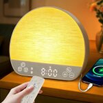 R�veil lumineux simulateur d'aube, r�veil luminoth�rapie lampe de chevet, lampes de reveil avec 37 sons ...