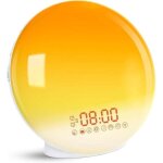 R�veil lumineux avec simulation de lever et coucher du soleil, deux alarmes, 7 sons de la nature, radio ...