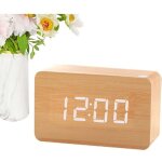 R�veil num�rique en bois ? bureau de chevet ? horloge num�rique grand �cran, 3 r�glages d'alarme, mode ...