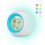 Rveil numrique enfants, rveil led pour enfants 7 couleurs veilleuse rveil fonction snooze pour filles ...