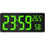 Rveil numrique, horloge murale rveil matin led digital miroir grand ecran avec temprature date, usb ...