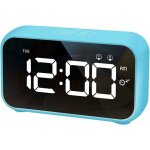 R�veil num�rique led avec fonction snooze surface miroir rechargeable usb 12 / 24h pour bureau de chambre ...