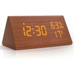 R�veil num�rique led horloge num�rique bois, r�veil num�rique horloge de table avec commande vocale / ...